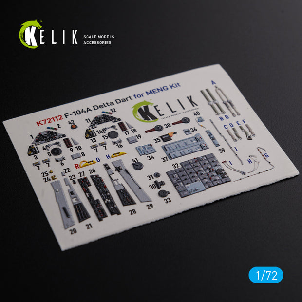 Convair F-106A Delta Dart Interior 3D Decals Aircraft (for Meng Model kit) Scale 1:72 KeliK K72112 USA