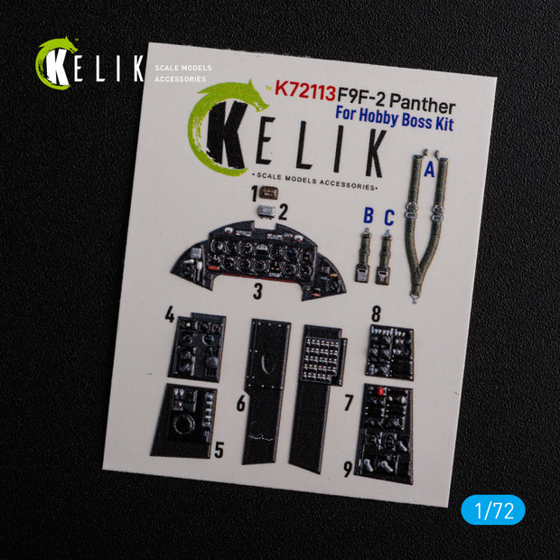 Grumman F9F-2 Panther Aircraft Interior 3D Decals (for HobbyBoss Model kit) Scale 1:72 KeliK K72113 USA