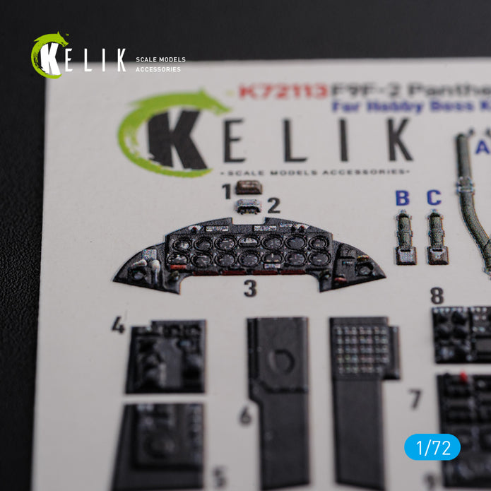 Grumman F9F-2 Panther Aircraft Interior 3D Decals (for HobbyBoss Model kit) Scale 1:72 KeliK K72113 USA