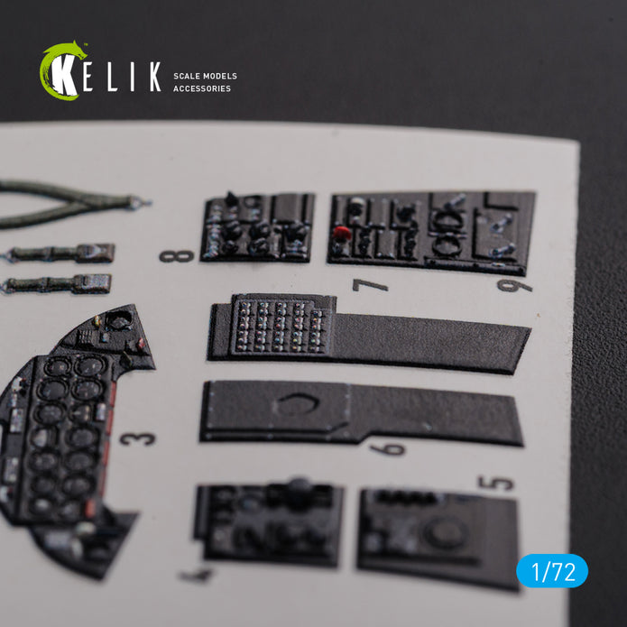 Grumman F9F-2 Panther Aircraft Interior 3D Decals (for HobbyBoss Model kit) Scale 1:72 KeliK K72113 USA