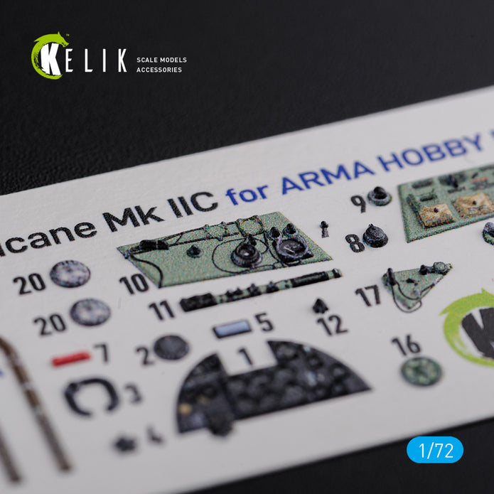 Hawker Hurricane Mk IIC Interior 3D Decals (for Arma Hobby Model kit) Scale 1:72 KeliK K72114 United Kingdom (WW2)