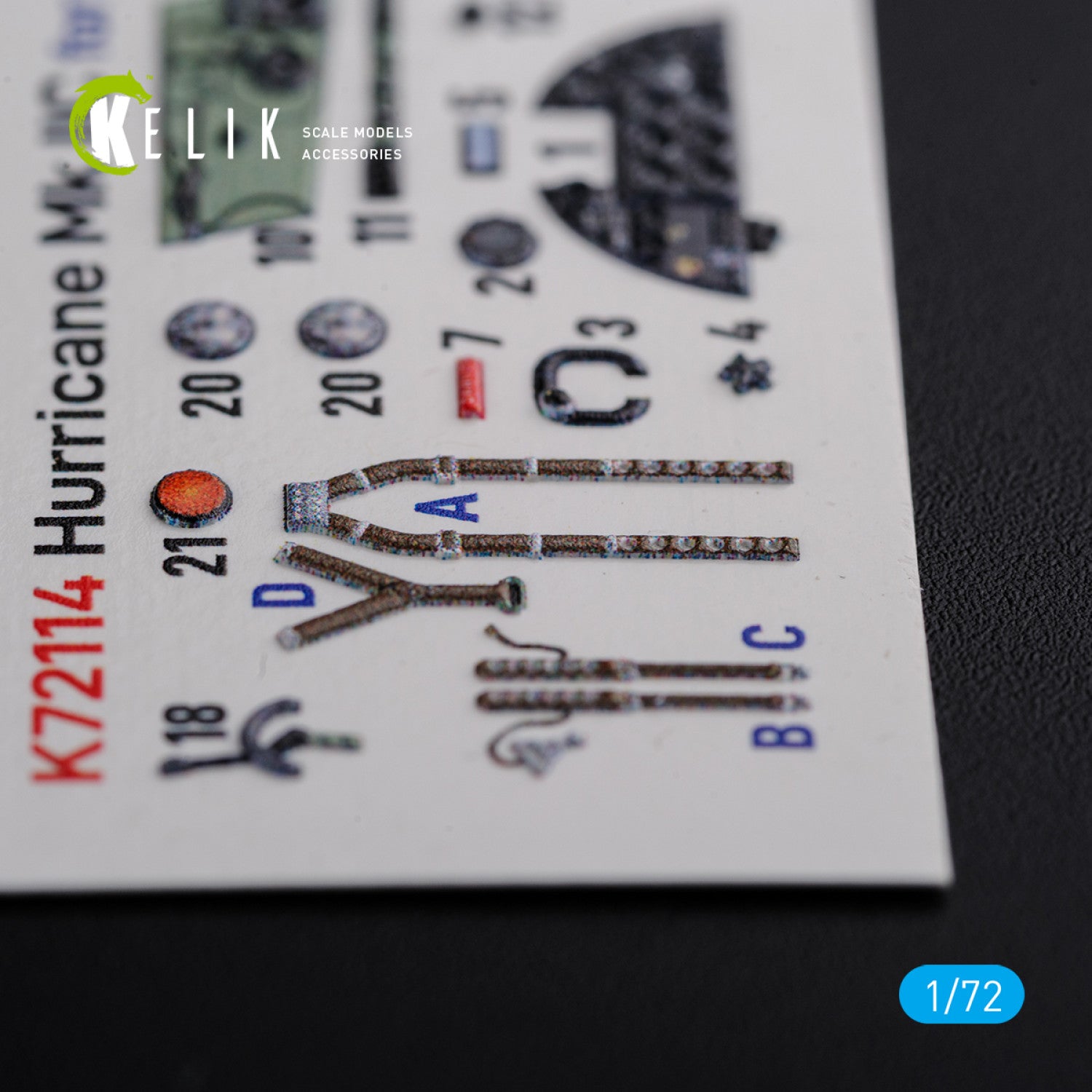 Hawker Hurricane Mk IIC Interior 3D Decals (for Arma Hobby Model kit) Scale 1:72 KeliK K72114 United Kingdom (WW2)