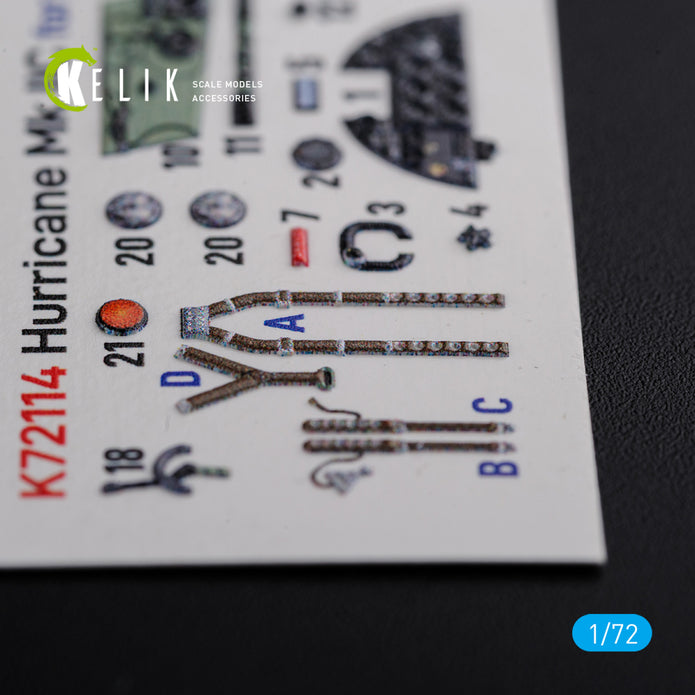 Hawker Hurricane Mk IIC Interior 3D Decals (for Arma Hobby Model kit) Scale 1:72 KeliK K72114 United Kingdom (WW2)