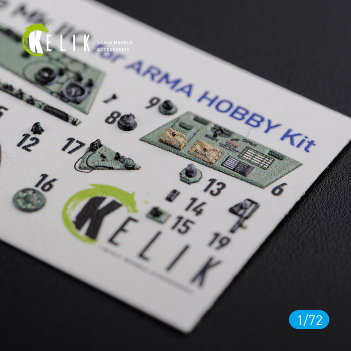 Hawker Hurricane Mk IIC Interior 3D Decals (for Arma Hobby Model kit) Scale 1:72 KeliK K72114 United Kingdom (WW2)