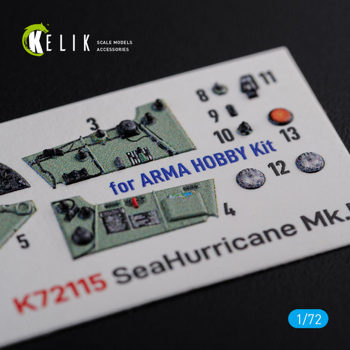 Hawker Sea Hurricane Mk I Interior 3D Decals (for Arma Hobby Model kit) Scale 1:72 KeliK K72115 United Kingdom (WW2)