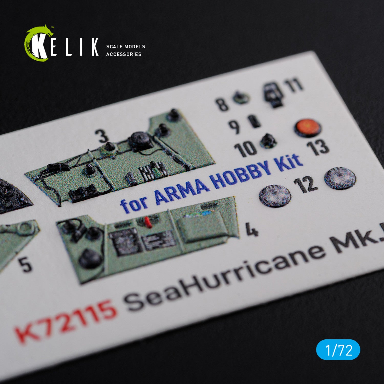 Hawker Sea Hurricane Mk I Interior 3D Decals (for Arma Hobby Model kit) Scale 1:72 KeliK K72115 United Kingdom (WW2)