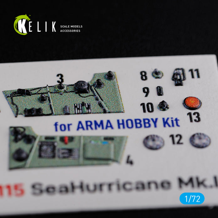 Hawker Sea Hurricane Mk I Interior 3D Decals (for Arma Hobby Model kit) Scale 1:72 KeliK K72115 United Kingdom (WW2)