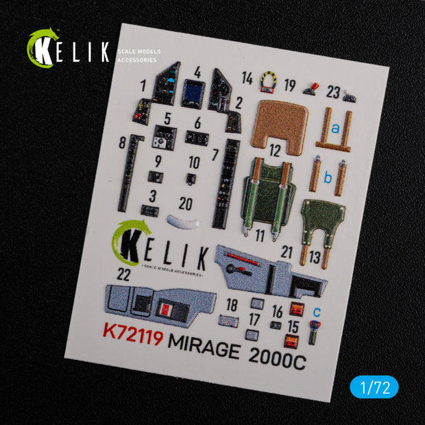 Dassault Mirage 2000C Interior 3D Decals Aircraft (for ModelSvit Model kit) Scale 1:72 KeliK K72119 France