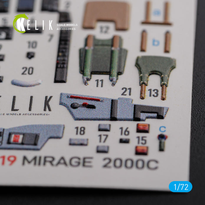 Dassault Mirage 2000C Interior 3D Decals Aircraft (for ModelSvit Model kit) Scale 1:72 KeliK K72119 France