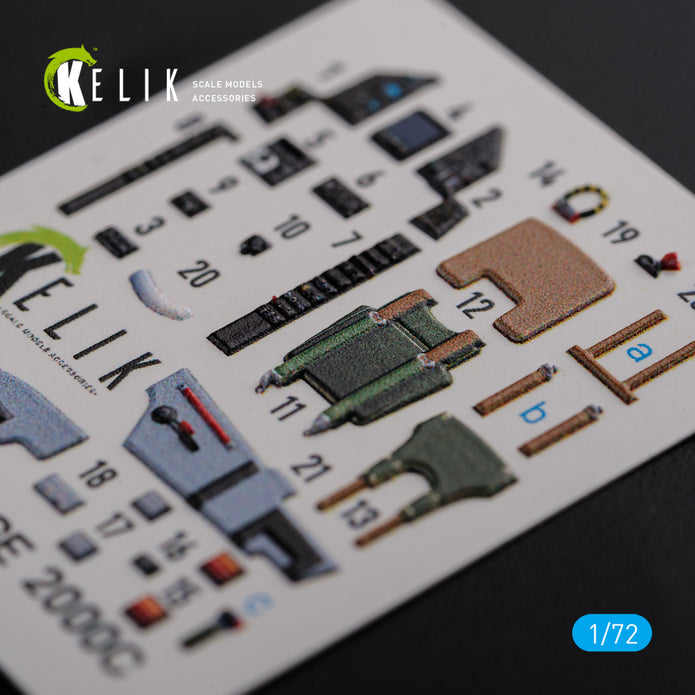 Dassault Mirage 2000C Interior 3D Decals Aircraft (for ModelSvit Model kit) Scale 1:72 KeliK K72119 France