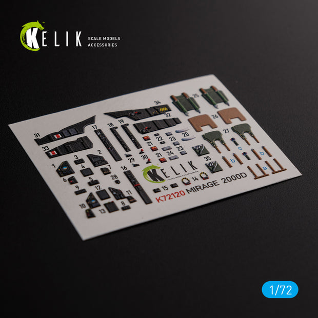 Dassault Mirage 2000D Interior 3D Decals (for ModelSvit Model kit) Scale 1:72 KeliK K72120 France