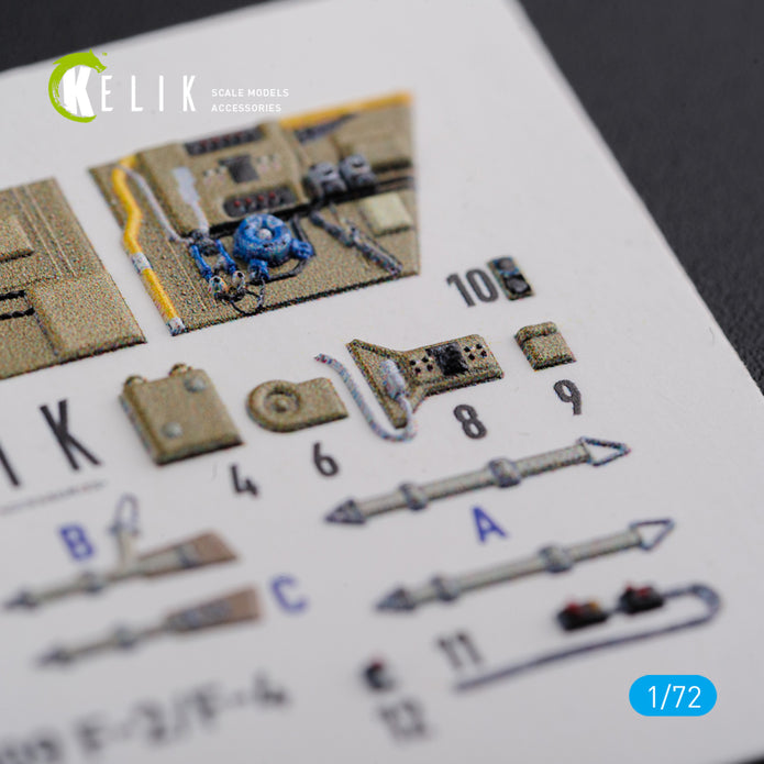 Interior 3D Decals Messerschmitt BF109-F2/F4 reconnaissance Aircraft (for Fine Molds Model kit) Scale 1:72 KeliK K72122 Germany (WW2)