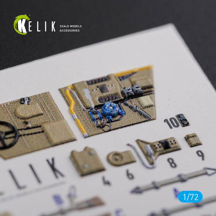 Interior 3D Decals Messerschmitt BF109-F2/F4 reconnaissance Aircraft (for Fine Molds Model kit) Scale 1:72 KeliK K72122 Germany (WW2)