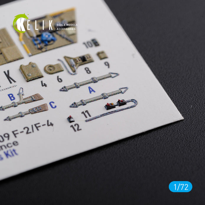 Interior 3D Decals Messerschmitt BF109-F2/F4 reconnaissance Aircraft (for Fine Molds Model kit) Scale 1:72 KeliK K72122 Germany (WW2)