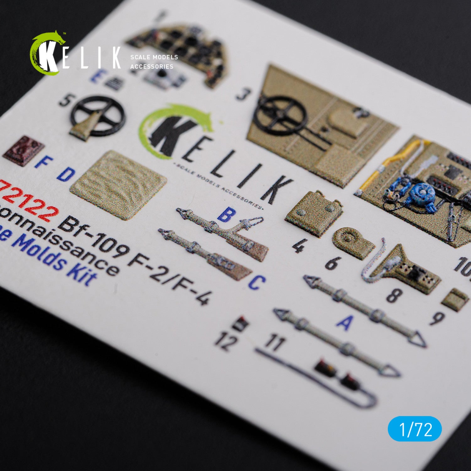 Interior 3D Decals Messerschmitt BF109-F2/F4 reconnaissance Aircraft (for Fine Molds Model kit) Scale 1:72 KeliK K72122 Germany (WW2)
