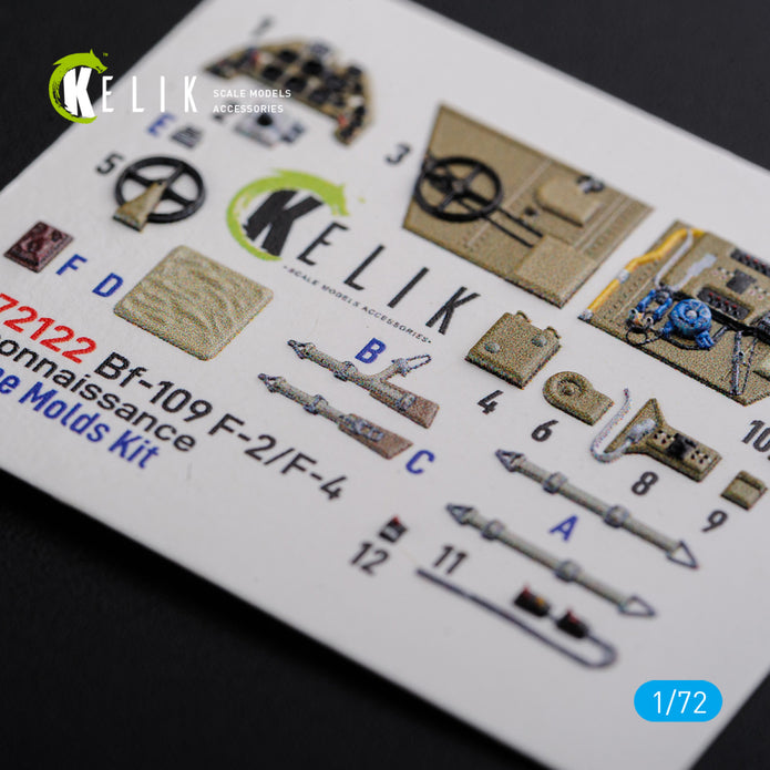 Interior 3D Decals Messerschmitt BF109-F2/F4 reconnaissance Aircraft (for Fine Molds Model kit) Scale 1:72 KeliK K72122 Germany (WW2)