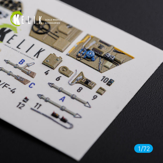 Interior 3D Decals Messerschmitt BF109-F2/F4 reconnaissance Aircraft (for Fine Molds Model kit) Scale 1:72 KeliK K72122 Germany (WW2)