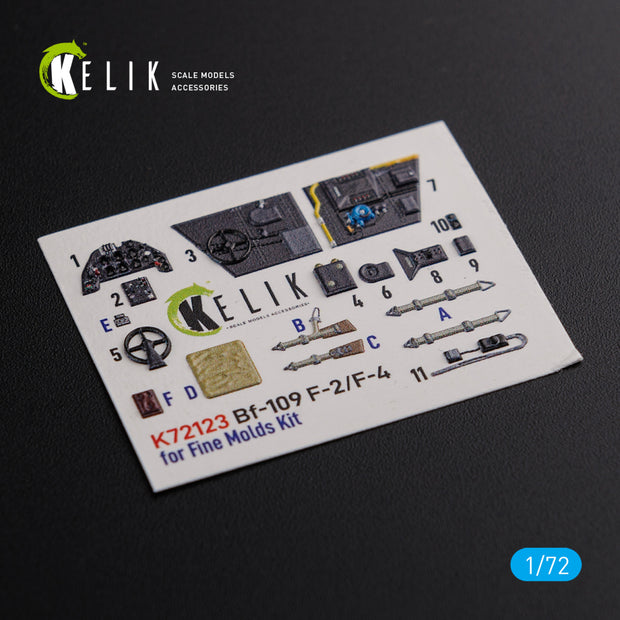 Interior 3D Decals Messerschmitt BF109-F2/F4 for Fine Molds Model kit) Scale 1:72 KeliK K72123 Germany (WW2)