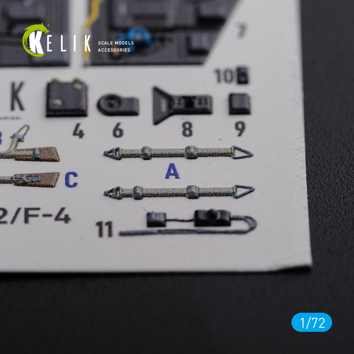 Interior 3D Decals Messerschmitt BF109-F2/F4 for Fine Molds Model kit) Scale 1:72 KeliK K72123 Germany (WW2)