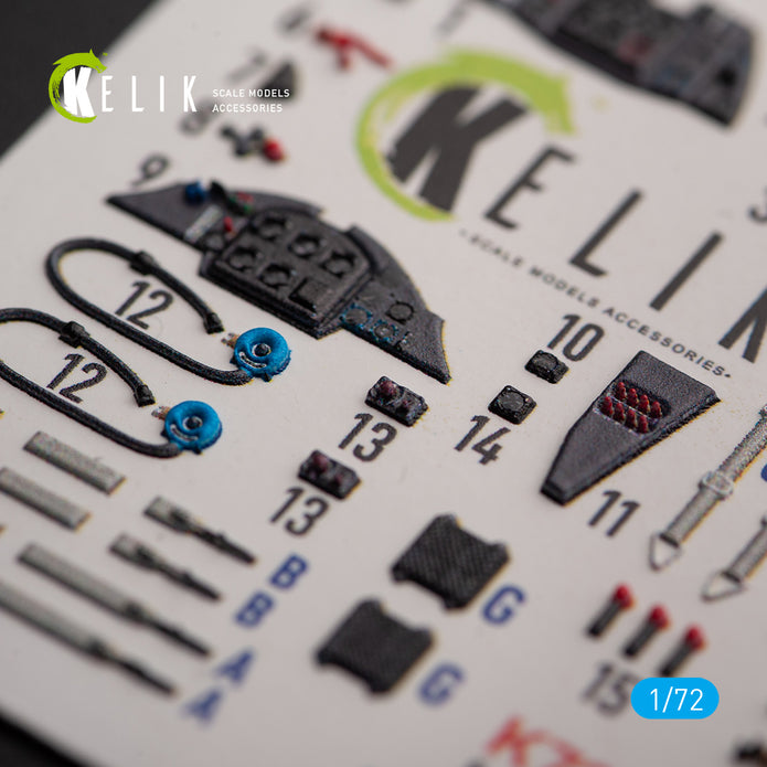 Me 163 B/S Komet. Interior 3D Decals (for Hobby 2000/Academy Aircraft model kit) Scale 1:72 KeliK K72145
