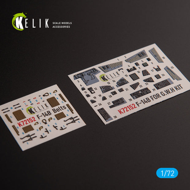 F-14B. Interior 3D Decals (for Great Wall Hobby (GWH) Aircraft model kit) Scale 1:72 KeliK K72152