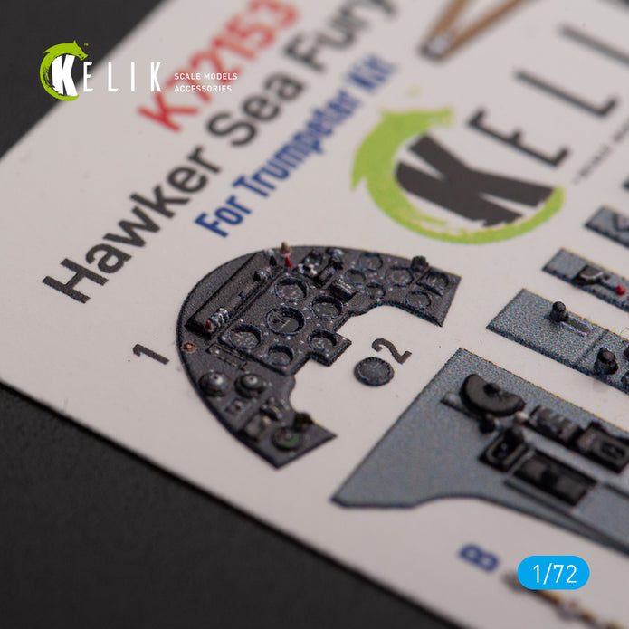 Hawker Sea Fury FB.11. Interior 3D Decals (for Trumpeter Aircraft model kit) Scale 1:72 KeliK K72153