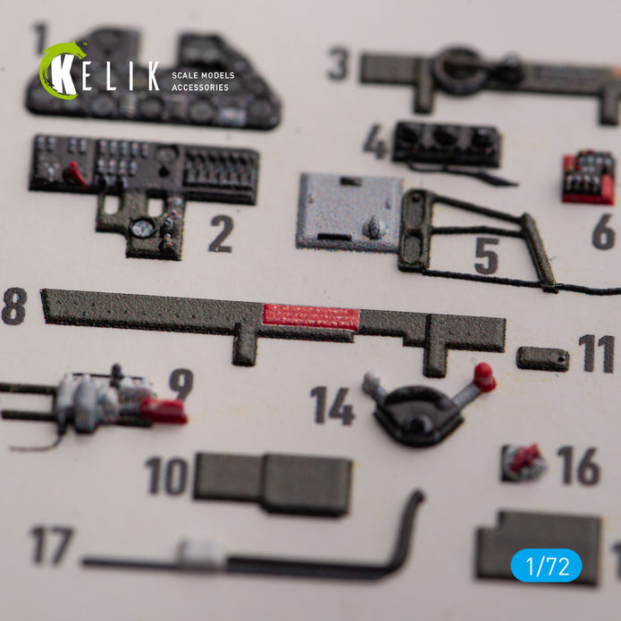 P-40K. Interior 3D Decals (for Special Hobby Aircraft model kit) Scale 1:72 KeliK K72154