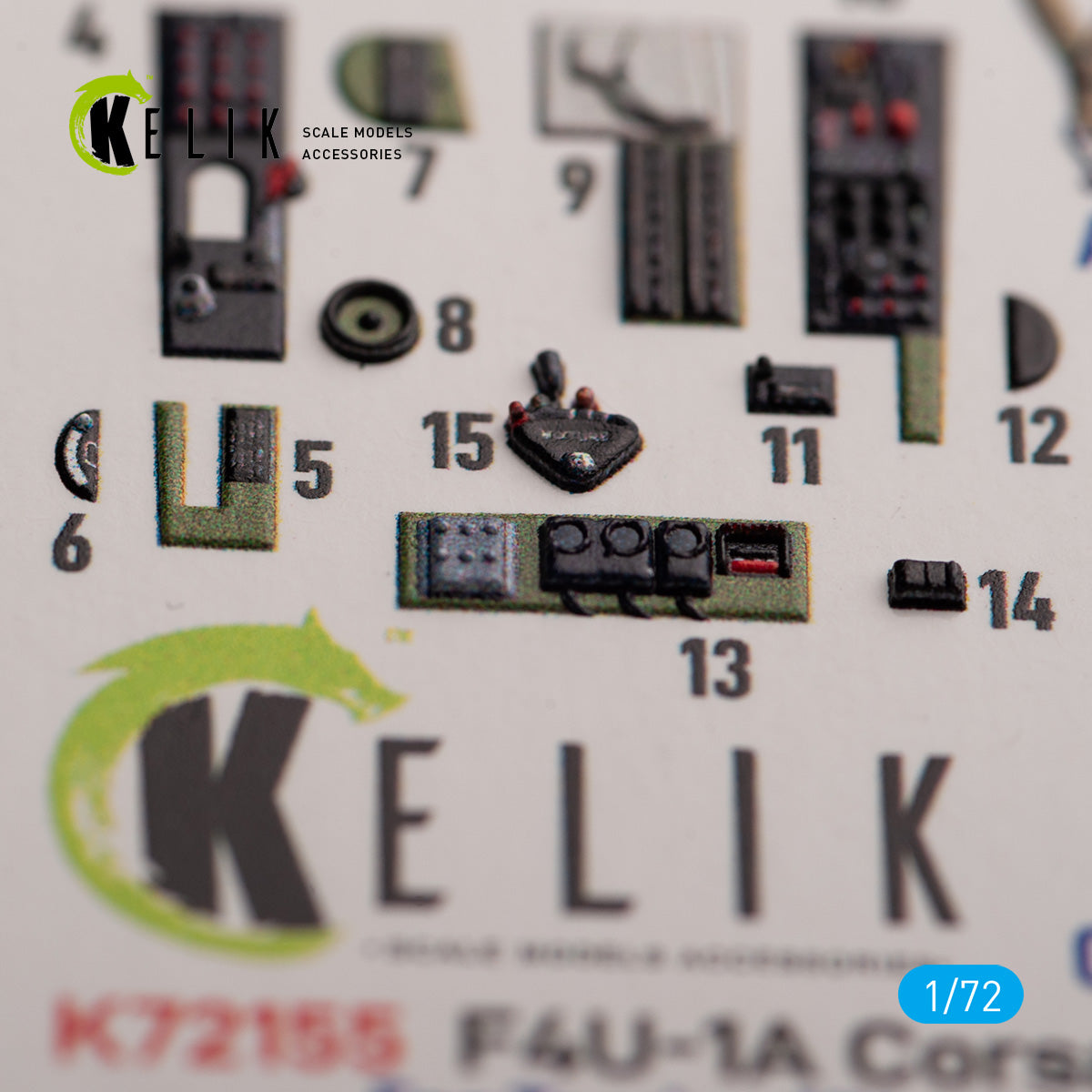 F4U-1A Corsair. Interior 3D Decals (for Tamiya Aircraft model kit) Scale 1:72 KeliK K72155
