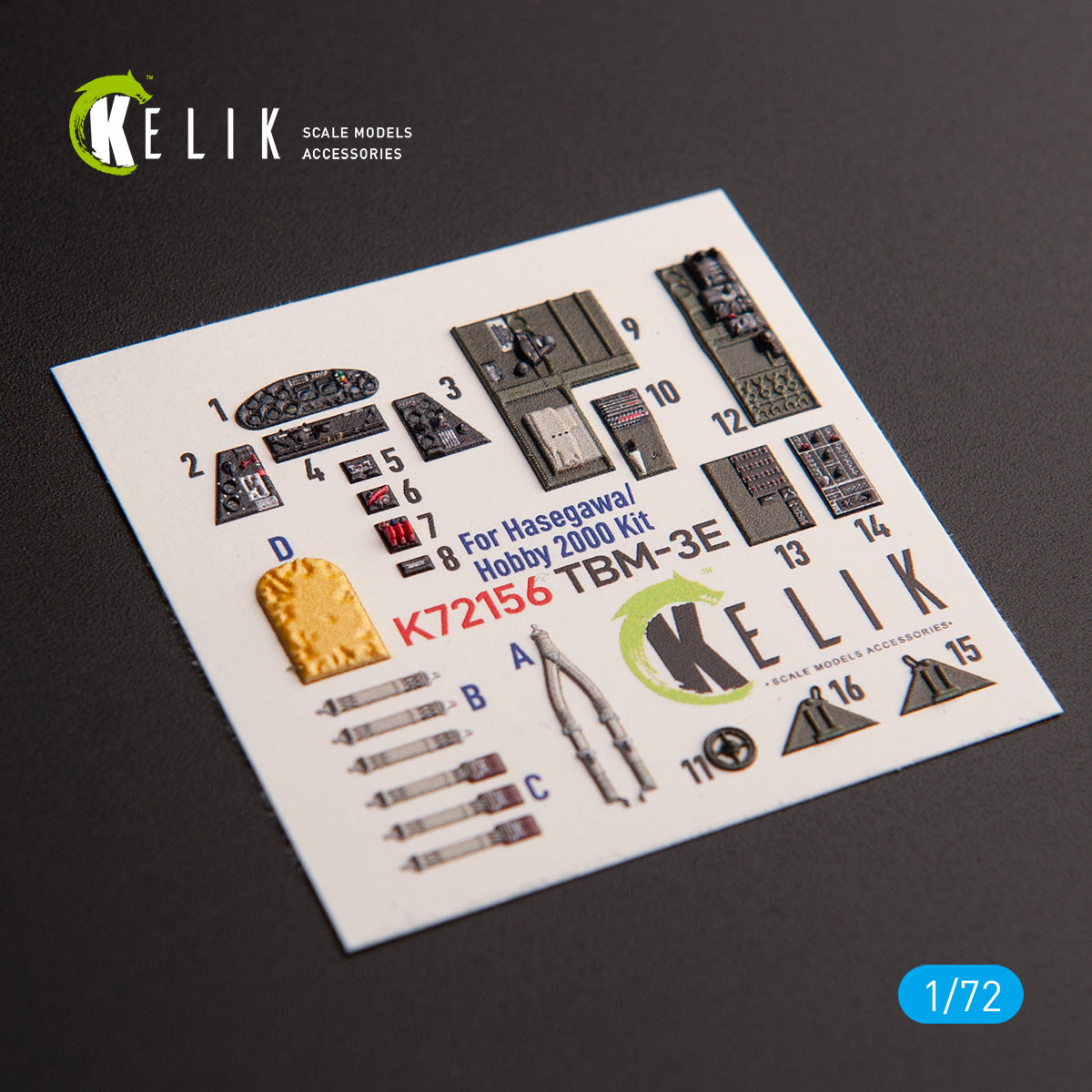 TBM-3E. Interior 3D Decals (for Hobby 2000/Hasegawa Aircraft model kit) Scale 1:72 KeliK K72156