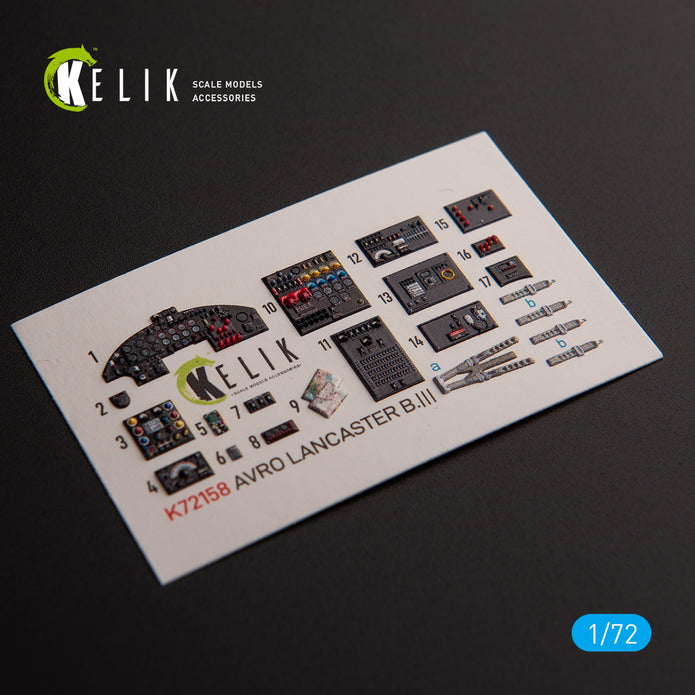 AVRO LANCASTER B.III. Interior 3D Decals (for Airfix Aircraft model kit) Scale 1:72 KeliK K72158