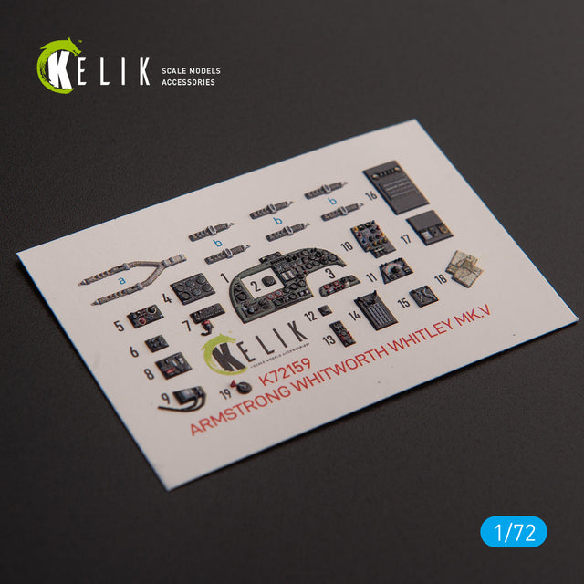 ARMSTRONG WHITWORTH WHITLEY MK.V. Interior 3D Decals (for Airfix Aircraft model kit) Scale 1:72 KeliK K72159