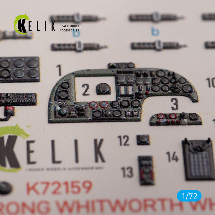 ARMSTRONG WHITWORTH WHITLEY MK.V. Interior 3D Decals (for Airfix Aircraft model kit) Scale 1:72 KeliK K72159