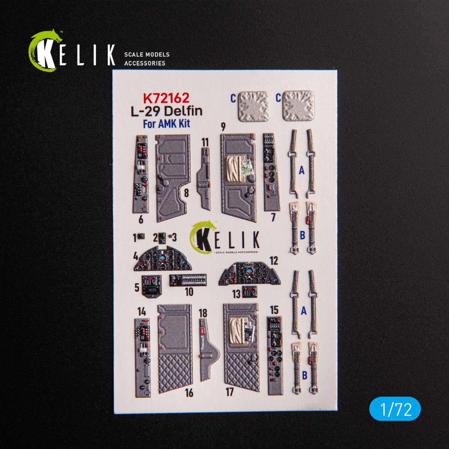 Aero L-29 Delfin. Interior 3D Decals (for AMK Aircraft model kit) Scale 1:72 KeliK K72162