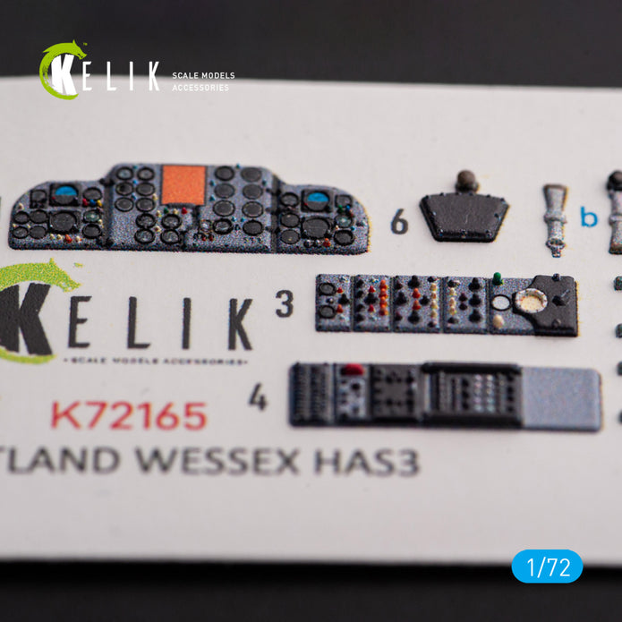 Westland Wessex HAS.3. Interior 3D Decals (for Italeri Helicopter model kit) Scale 1:72 KeliK K72165