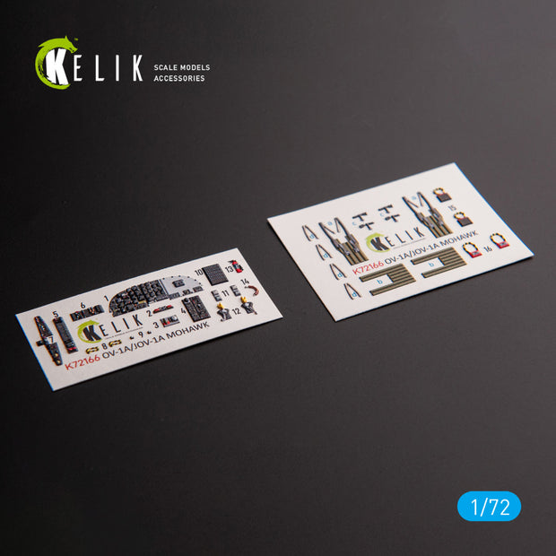 Grumman OV-1A / JOV-1A MOHAWK. Interior 3D Decals (for Clear Prop Aircraft model kit) Scale 1:72 KeliK K72166