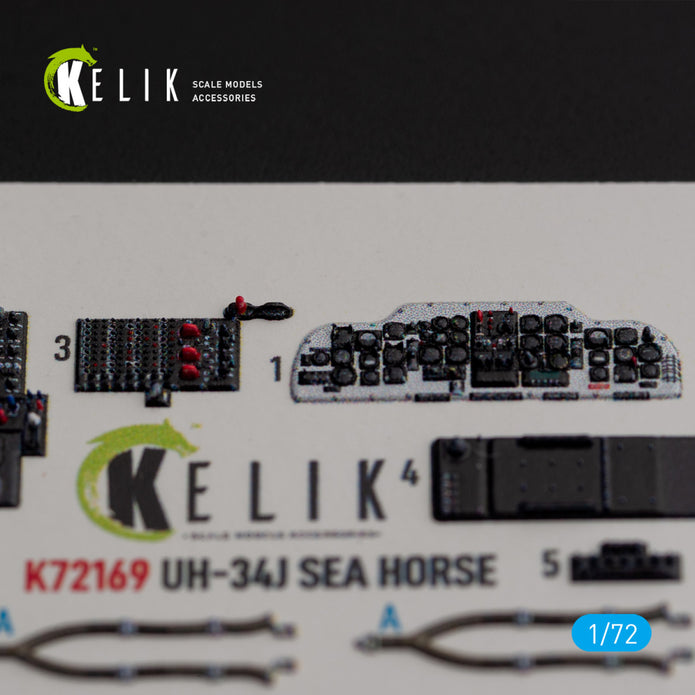Sikorsky UH-34J SEA HORSE. Interior 3D Decals (for Italeri Helicopter model kit) Scale 1:72 KeliK K72169