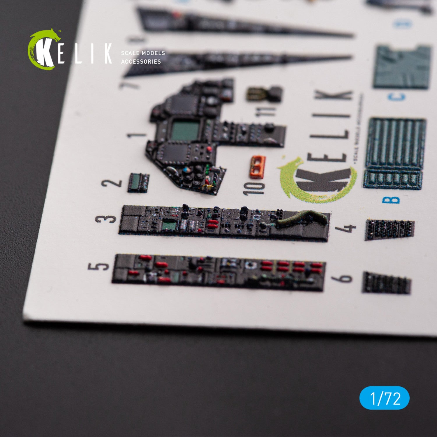 F-117A NIGHTHAWK. Interior 3D Decals (for Hasegawa Aircraft model kit) Scale 1:72 KeliK K72170