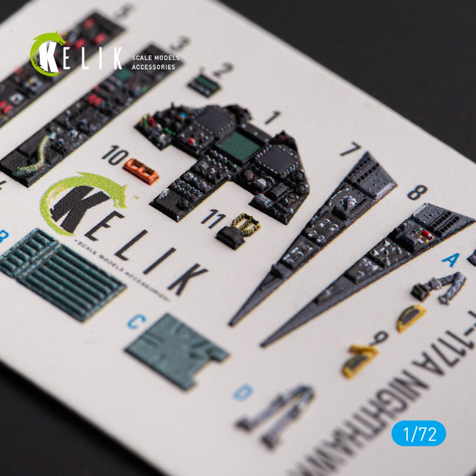 F-117A NIGHTHAWK. Interior 3D Decals (for Hasegawa Aircraft model kit) Scale 1:72 KeliK K72170
