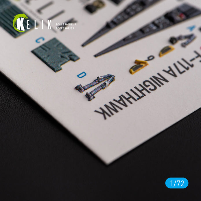 F-117A NIGHTHAWK. Interior 3D Decals (for Hasegawa Aircraft model kit) Scale 1:72 KeliK K72170