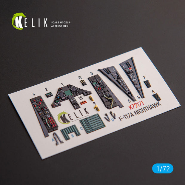 Lockheed F-117A NIGHTHAWK. Interior 3D Decals (for Academy Aircraft model kit) Scale 1:72 KeliK K72171