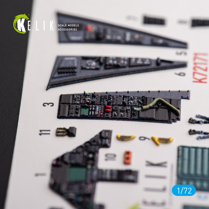Lockheed F-117A NIGHTHAWK. Interior 3D Decals (for Academy Aircraft model kit) Scale 1:72 KeliK K72171