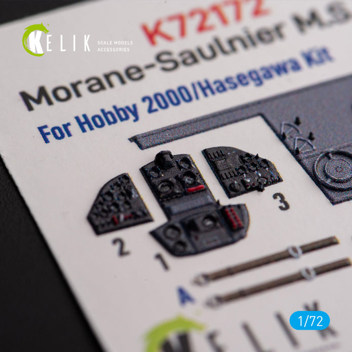 Morane-Saulnier M.S.406. Interior 3D Decals (for Hobby 2000 / Hasegawa Aircraft model kit) Scale 1:72 KeliK K72172