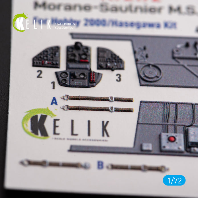 Morane-Saulnier M.S.406. Interior 3D Decals (for Hobby 2000 / Hasegawa Aircraft model kit) Scale 1:72 KeliK K72172