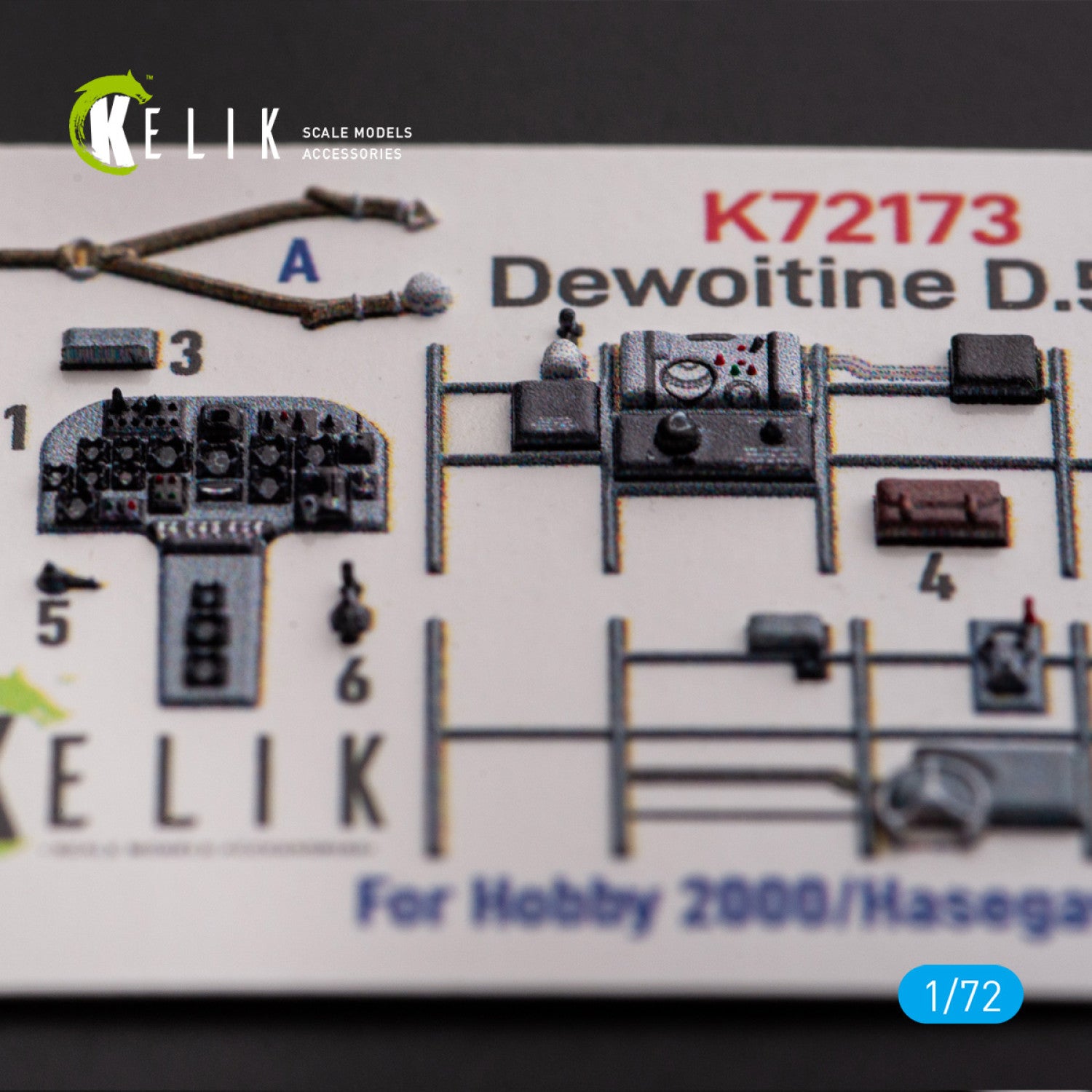 Dewoitine D.520. Interior 3D Decals (for Hobby 2000 / Hasegawa Aircraft model kit) Scale 1:72 KeliK K72173