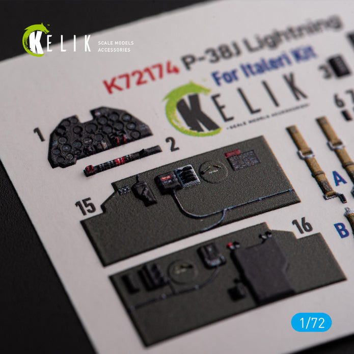 Lockheed Р-38J Lightning. Interior 3D Decals (for Italeri / Academy Aircraft model kit) Scale 1:72 KeliK K72174