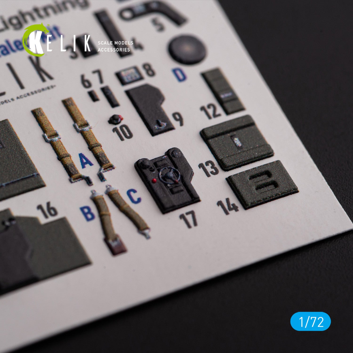 Lockheed Р-38J Lightning. Interior 3D Decals (for Italeri / Academy Aircraft model kit) Scale 1:72 KeliK K72174