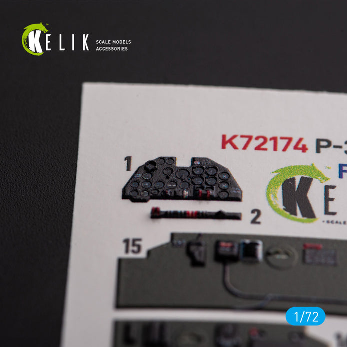 Lockheed Р-38J Lightning. Interior 3D Decals (for Italeri / Academy Aircraft model kit) Scale 1:72 KeliK K72174