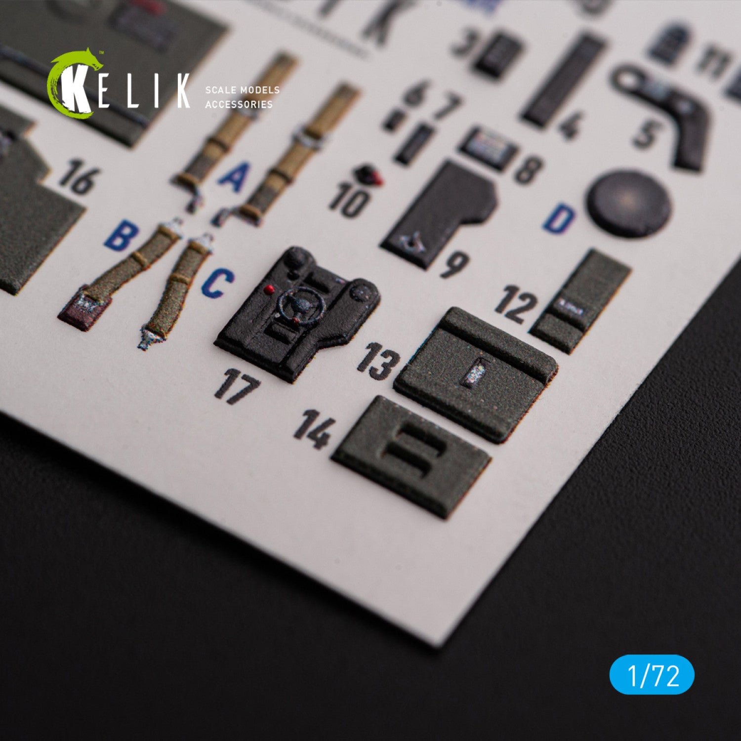Lockheed Р-38J Lightning. Interior 3D Decals (for Italeri / Academy Aircraft model kit) Scale 1:72 KeliK K72174