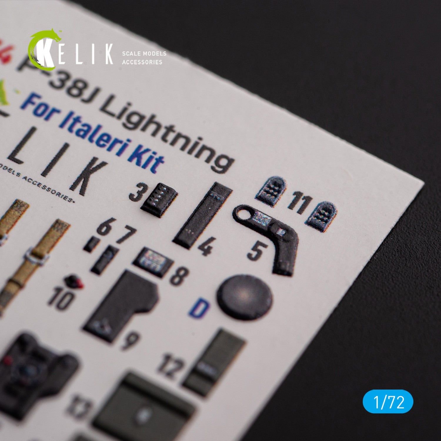 Lockheed Р-38J Lightning. Interior 3D Decals (for Italeri / Academy Aircraft model kit) Scale 1:72 KeliK K72174