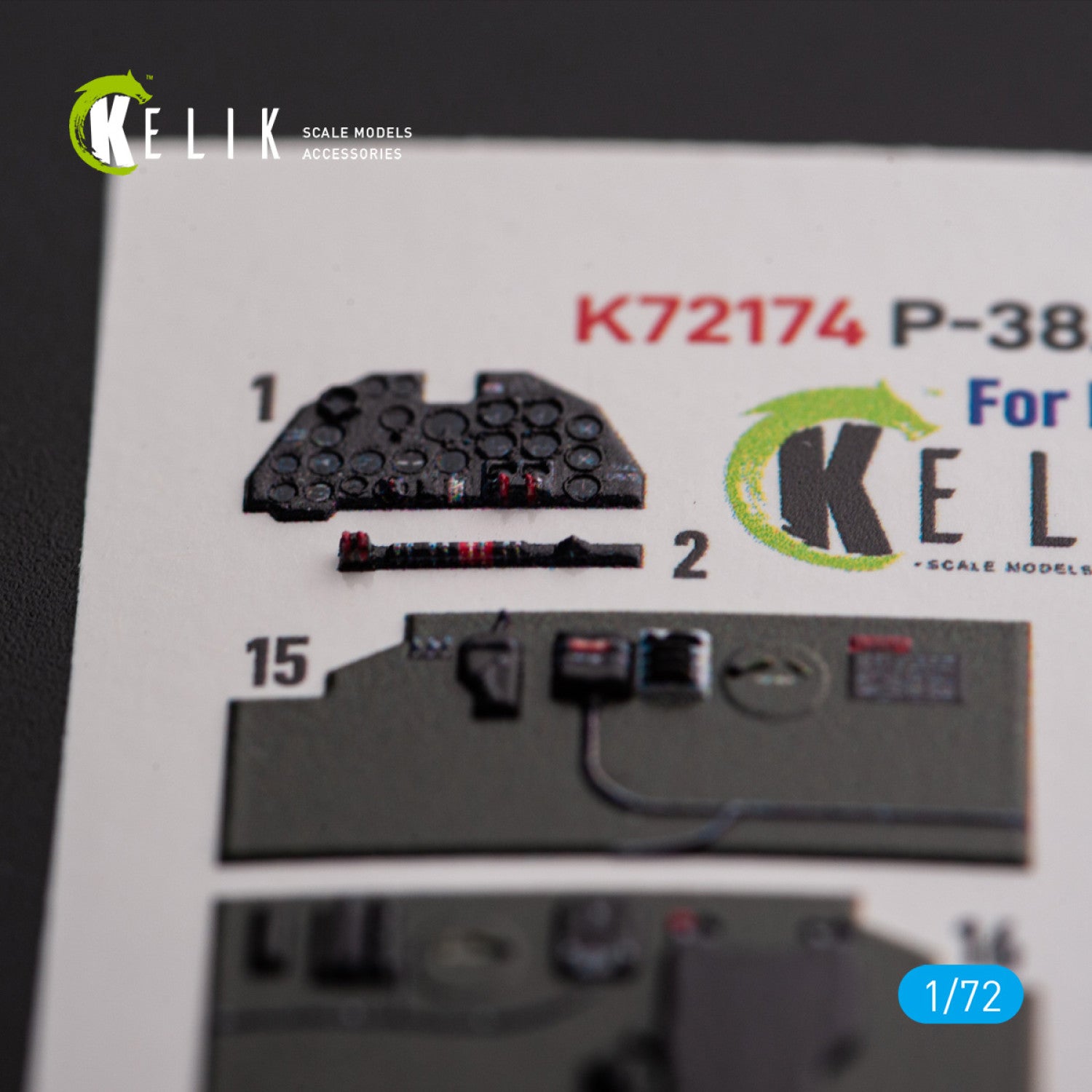 Lockheed Р-38J Lightning. Interior 3D Decals (for Italeri / Academy Aircraft model kit) Scale 1:72 KeliK K72174